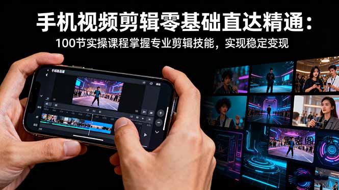 手机视频剪辑零基础直达精通：100节实操课程掌握专业剪辑技能，实现稳...-HeiMiGe