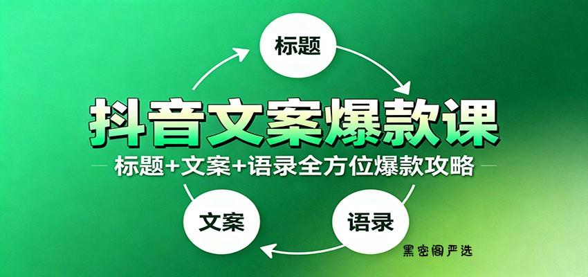 抖音文案爆款课：9大标题绝招，各类型必火文案，100条万能文案情感语录-HeiMiGe