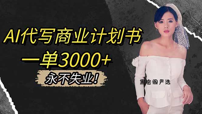 AI代写商业计划书，一单3000+，提供接单渠道，主打长期稳定，永不失业-HeiMiGe
