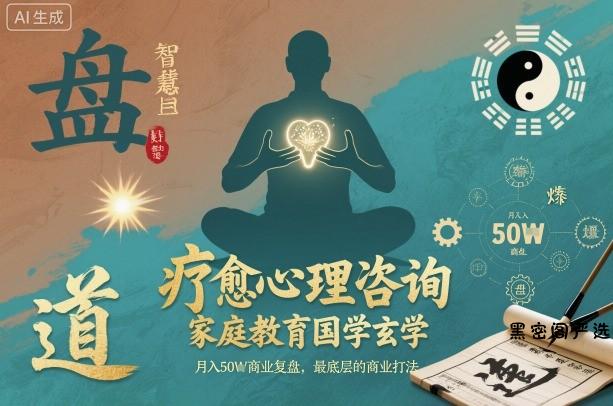 疗愈心理咨询，家庭教育国学玄学，月入50个商业复盘，最底层的商业打法-HeiMiGe