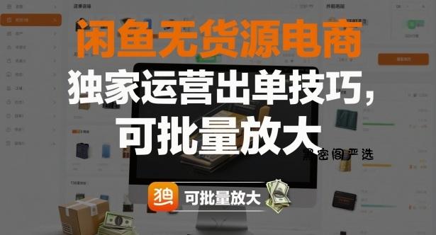 闲鱼无货源电商，独家运营出单技巧，可批量放大-HeiMiGe