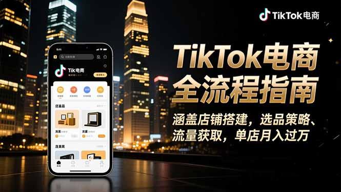 TikTok电商全流程指南，涵盖店铺搭建、选品策略、流量获取，单店月入过万-HeiMiGe