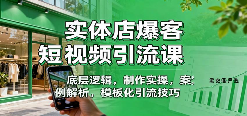 实体店爆客短视频引流课：底层逻辑，制作实操，案例解析，模板化引流技巧-HeiMiGe