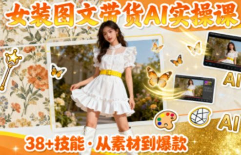 女装图文带货的AI实操课，覆盖38个实用技能，快速提升素材制作效率-HeiMiGe