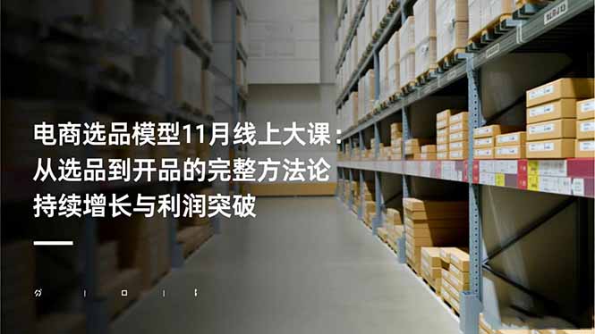 电商选品模型11月线上大课：从选品到开品的完整方法论 持续增长与利润突破-HeiMiGe