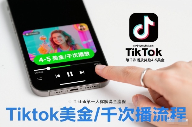 TK中视频计划项目，Tiktok第一人称解说流程，每干次播放奖励4-5美金-黑密阁